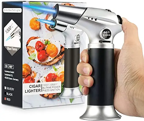 Tencoz silver and black mini blow torch with finger guard