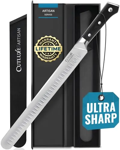Cutluxe 12-inch brisket carving knife with pakkawood handle