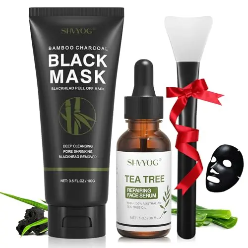 SHVYOG Blackhead Peel Off Face Mask kit with brush and tea tree serum