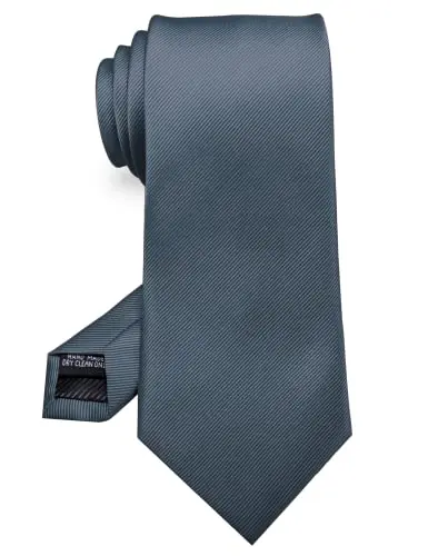 RBOCOTT Charcoal Grey Silk Necktie laid flat