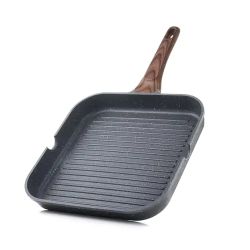 SENSARTE Nonstick Square Grill Pan with pour spouts