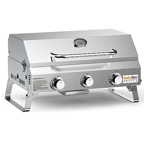 ONLYFIRE portable tabletop 3-burner propane gas grill