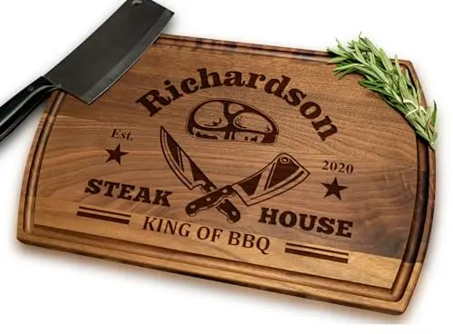 Personalized wooden cutting board for BBQ with laser engraving