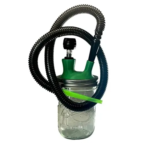 Green metal easy clean hookah with mason jar base