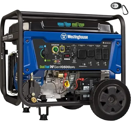 Westinghouse 13500 watt dual fuel generator with electric start