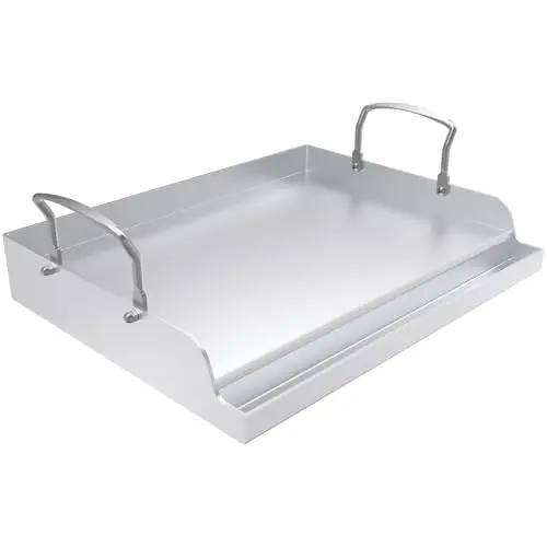Uniflasy compact stainless steel griddle on a gas grill