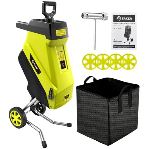 Saker electric wood chipper shredder with double-sided blade system