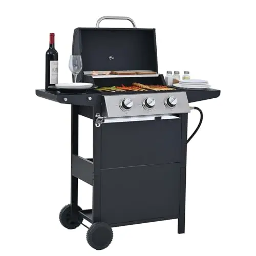 Endark 3-burner stainless steel propane gas grill with side shelf